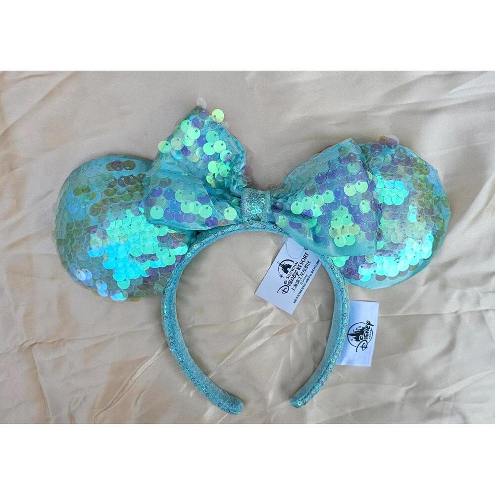 Disney Parks Little Mermaid Ears Ariel Aqua Scales Sequins